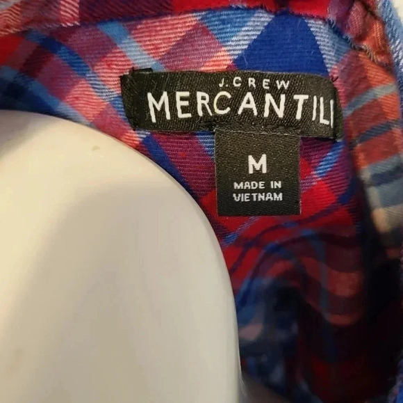 J.Crew Mercantile Preppy Chic Flannel Plaid Ruffle Cotton Popover Blouse(M) - Picture 7 of 9